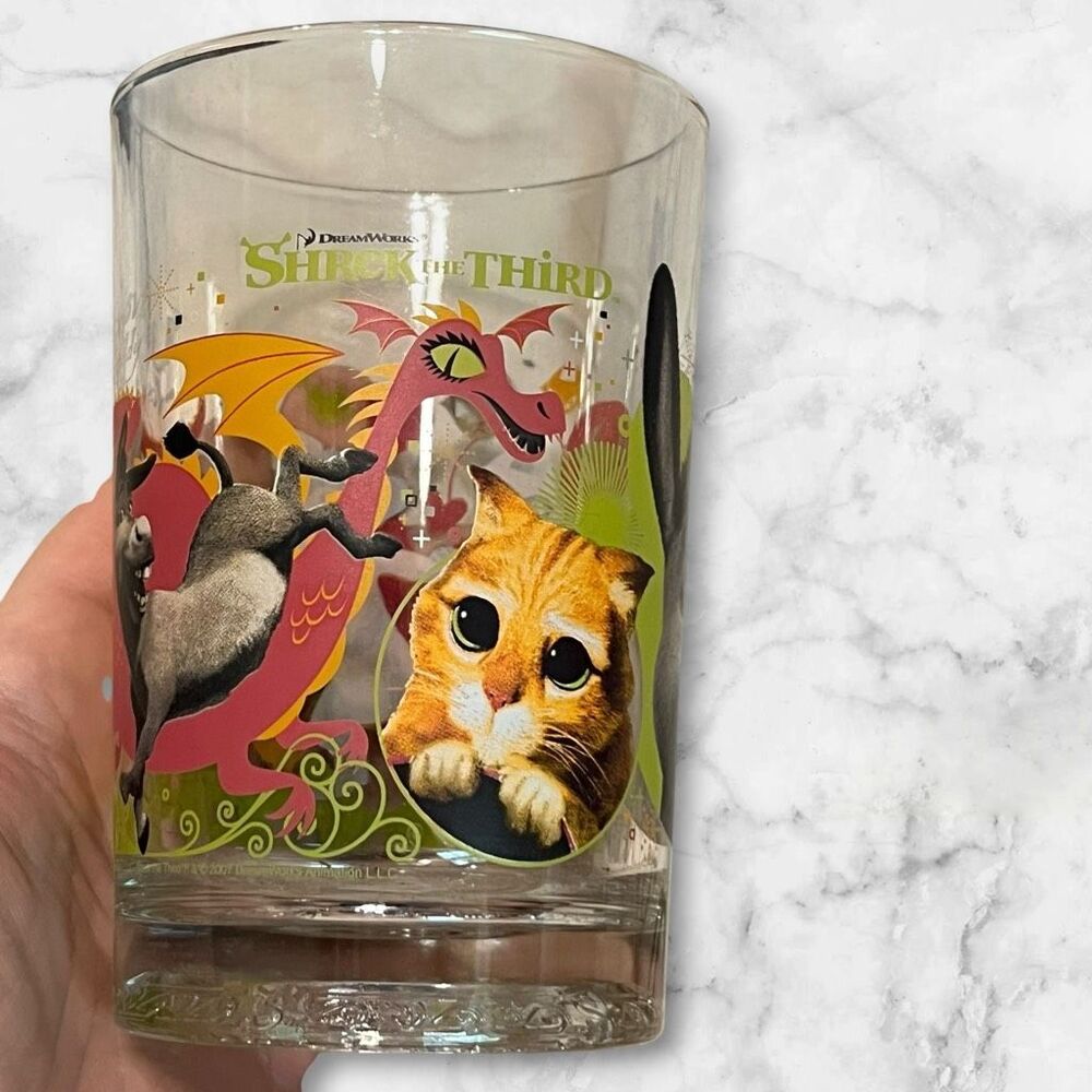 2007 McDonald’s Shrek the Third Puss Donkey Dragon Collector Glass